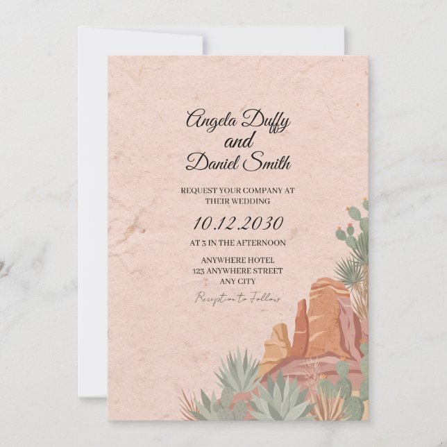 Invitación de boda boho del desierto (Anverso)