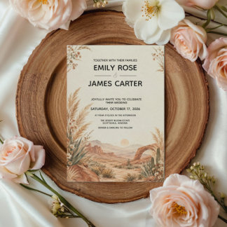 Invitación de Boda Boho del Desierto de Terracota