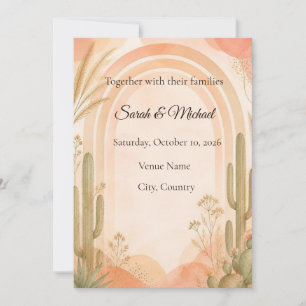Invitación de boda boho desierto Cactus