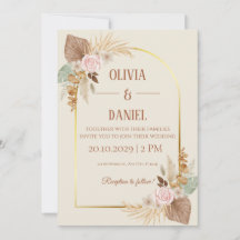 Invitación de boda boho elegante - Arco dorado mod