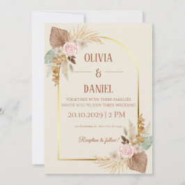 Invitación de boda boho elegante - Arco dorado mod