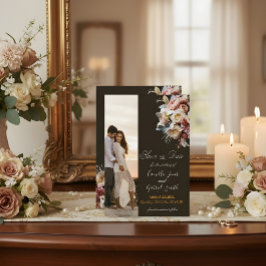 Invitación de boda boho elegante oscura | Flor de