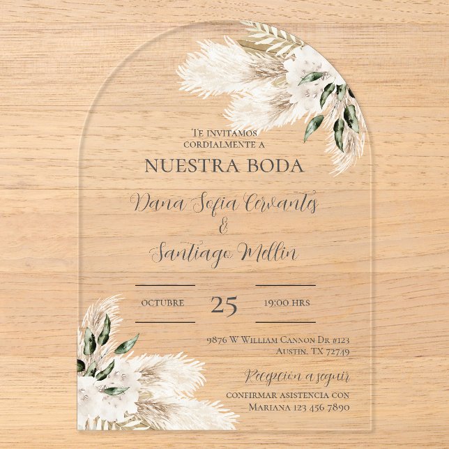Invitación de boda boho en español (Anverso)