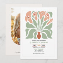Invitación de boda boho floral abstracta de Sage y