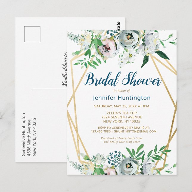 Invitación de boda boho floral acuarela (Anverso / Reverso)
