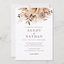 Invitación de boda boho floral beige