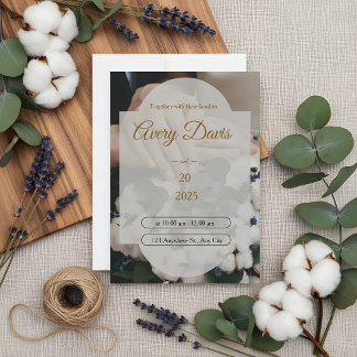 Invitación de boda boho floral blanca elegante
