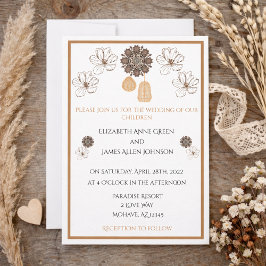 Invitación de boda boho floral campestre