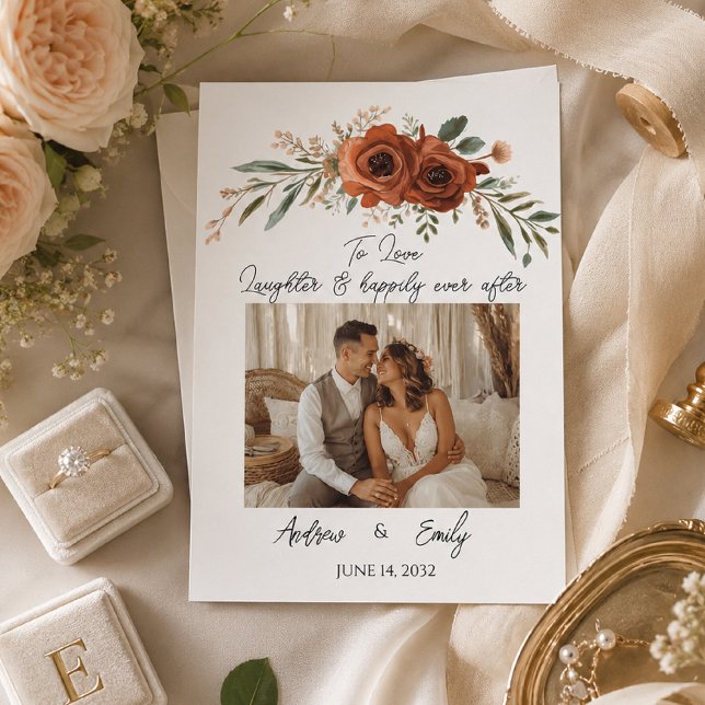Invitación de boda boho floral de terracota temper (Subido por el creador)