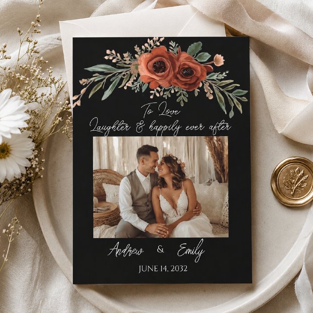 Invitación de boda boho floral de terracota temper (Subido por el creador)