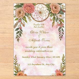 Invitación de boda Boho Floral Dreamcatcher