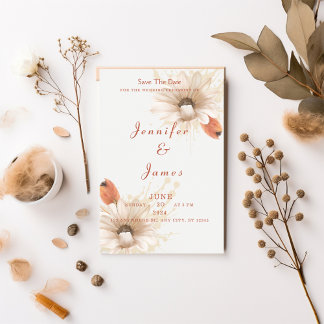 invitación de boda boho floral para guardar la fec