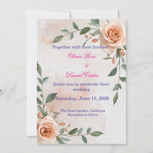 Invitación de Boda Boho Greenery (Anverso)