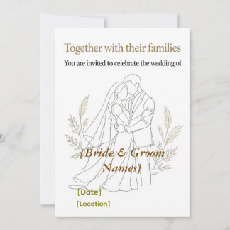 Invitación de boda Boho Line Art