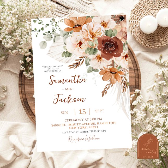 Invitación de boda boho marfil de otoño (Subido por el creador)