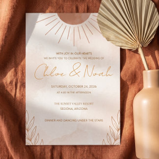 Invitación de boda boho minimalista moderna de sol