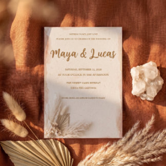 Invitación de boda boho minimalista moderna de ter