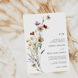 Invitación de boda boho moderna blanca