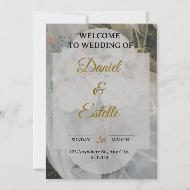Invitación de boda boho moderna | Flo beige elegan (Anverso)
