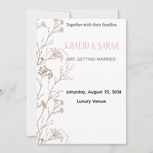 Invitación de boda boho moderna geométrica floral  (Anverso)