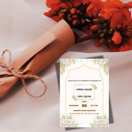 Invitación de boda boho moderna, tono tierra neutr