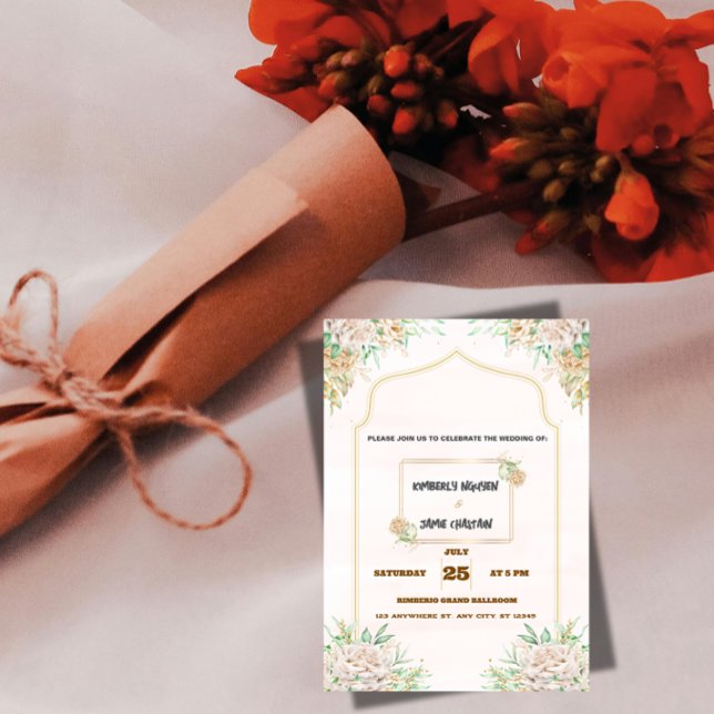Invitación de boda boho moderna, tono tierra neutr (Subido por el creador)