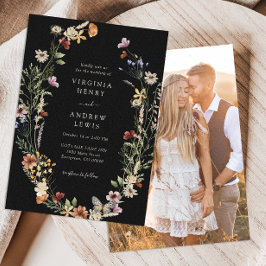 Invitación de boda boho negra