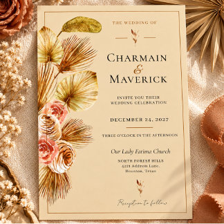 Invitación de boda boho Palma Dorada