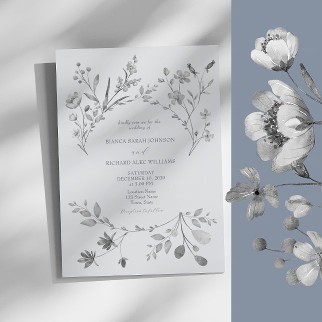 Invitación de boda boho plata azul (Subido por el creador)