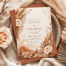 Invitación de boda boho puesta de sol del desierto