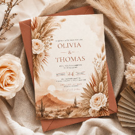 Invitación de boda boho puesta de sol del desierto