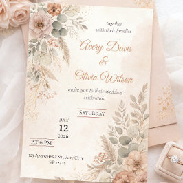 Invitación de boda boho rústica | Florales secos &