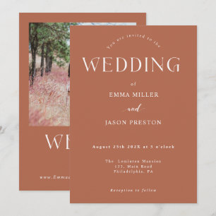 Invitación de boda boho terracota con foto