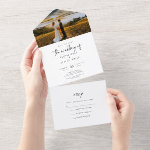 Invitación de boda boho todo en uno
