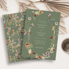 Invitación de boda boho verde