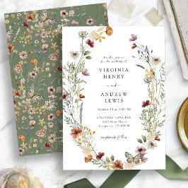 Invitación de boda boho verde salvia