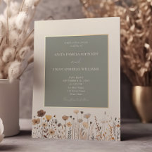 Invitación de Boda Boho Verde Salvia con Flores Si