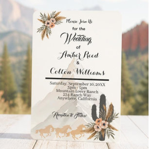 Invitación de Boda Boho Western Montaña