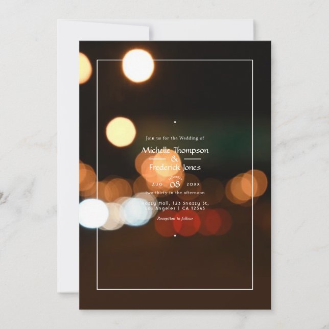 Invitación de boda Bokeh (Anverso)