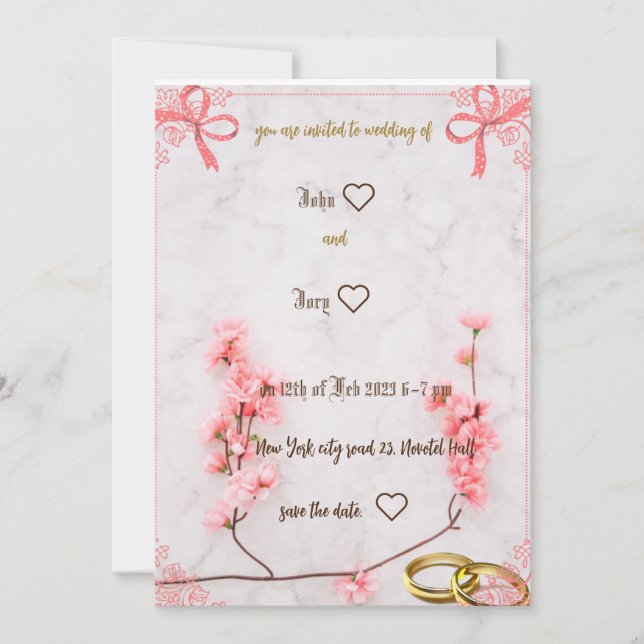 invitación de boda bonita  (Anverso)