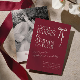 Invitación de boda Borgoña CECILIA con lazo