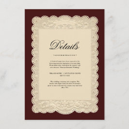 Invitación de Boda Borgoña con Encaje de Papel Vin