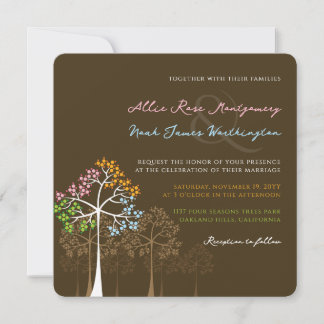 Invitación de boda Bosque Árboles Cuatro Estacione