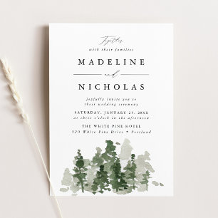 Invitación de Boda Bosque de Pino Rústico