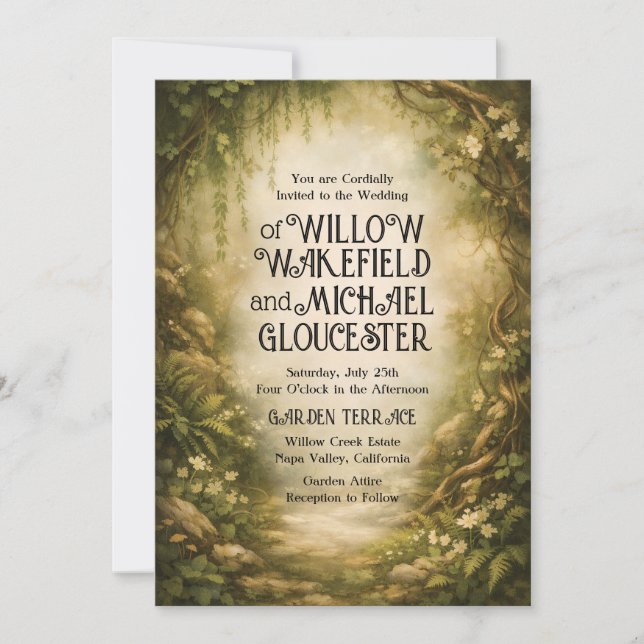 Invitación de boda bosque encantado Bosque (Anverso)