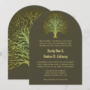 Invitación de boda Bosque Verde Dorado