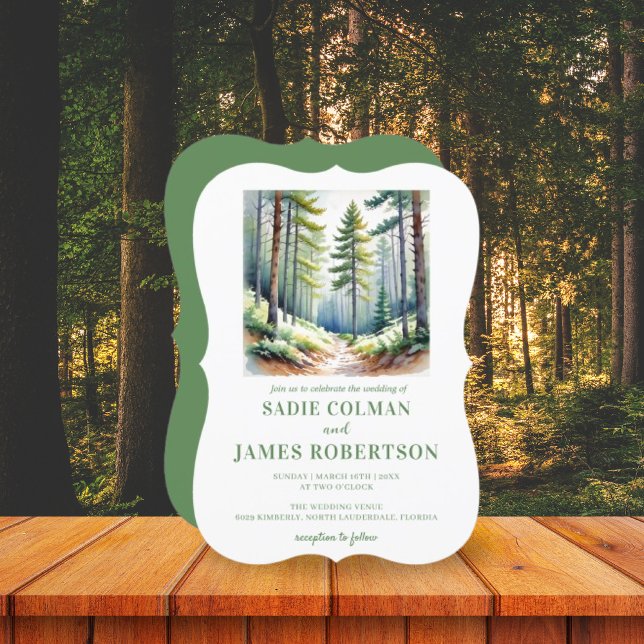 Invitación de Boda Bosque Verde Rústico (Subido por el creador)