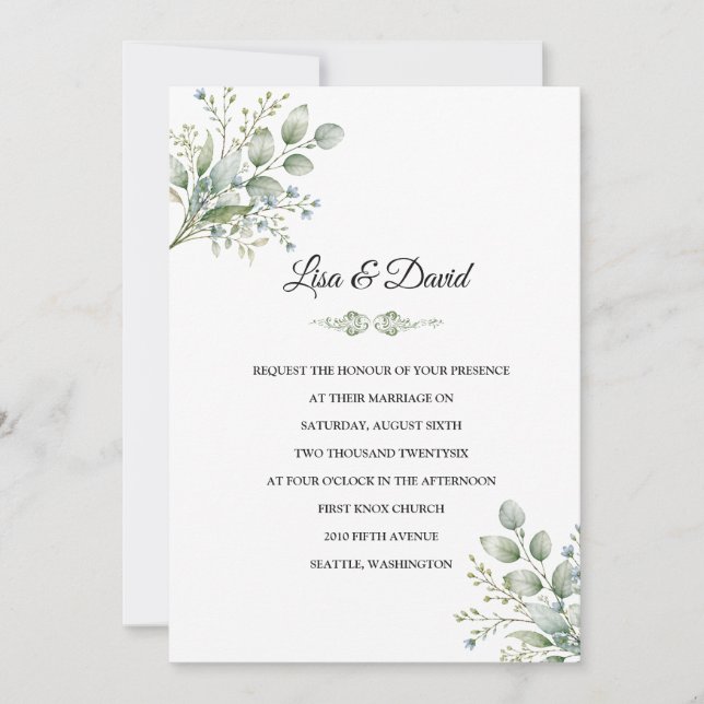 Invitación de Boda Botánica (Anverso)