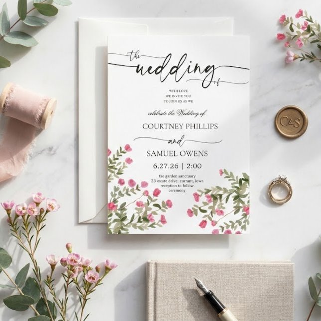 Invitación de boda botánica acuarela (Subido por el creador)