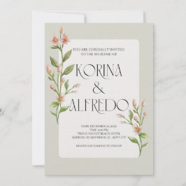 Invitación de boda botánica acuarela boho verde